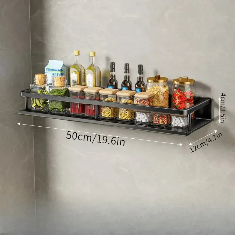 Wandmontierter Küchenregal – Platzsparendes und stilvolles Aluminiumregal für Küchenutensilien | Karnz