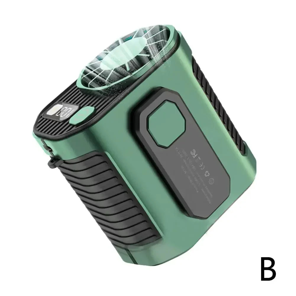 20000mAh Tragbarer Taillenventilator - Starker Wind Hängender Nackenventilator mit Powerbank und LED-Beleuchtung für Outdoor-Sport und Arbeit | Karnz