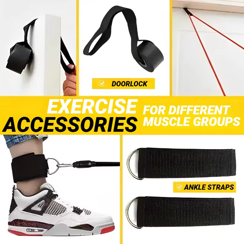 Komplettes Fitness-Set mit Widerstandsbändern, Griffen und Knöchelmanschetten