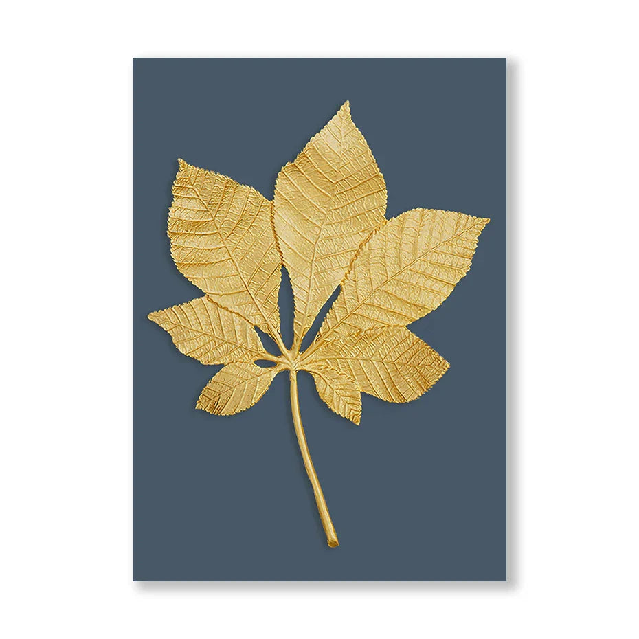 Blaue Minimalistische Goldene Abstrakte Florale Wandkunst Feine Kunst Leinwanddrucke Bilder Für Luxuriöses Wohnzimmer Esszimmer Home Office Kunst Dekor | Karnz
