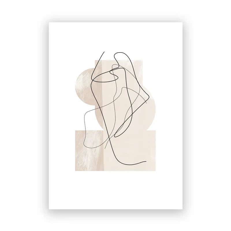 Schatten von Beige Abstrakte Linienkunst Wandkunst Feine Kunst Leinwanddrucke Minimalistische Bilder für moderne Wohnzimmerskunst für zeitgenössische Innenräume
