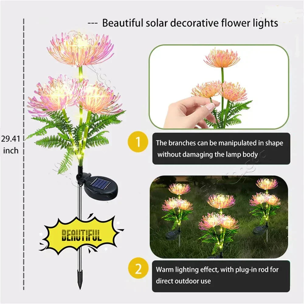 Solarbetriebene Blumenbeleuchtung für den Außenbereich – 2er-Pack LED-Gartenbeleuchtung
