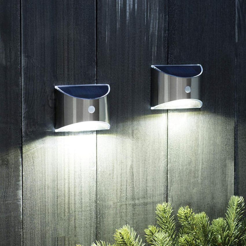 LED-Solarzellen-Wandleuchte (Downlight), 2 Stk. rostfreier Stahl | Karnz