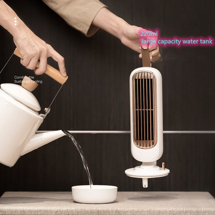 Retro-Befeuchtung Turm Ventilator USB bladloser Ventilator Wasser Kühlung Spray Befeuchtung Schreibtisch Ventilator Kühler (Weiß) | Karnz