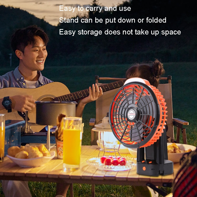 Outdoor Camping USB Lade Fan Zelt Schwenkopf Fan Mit Stativ LED Licht (Schwarz) | Karnz