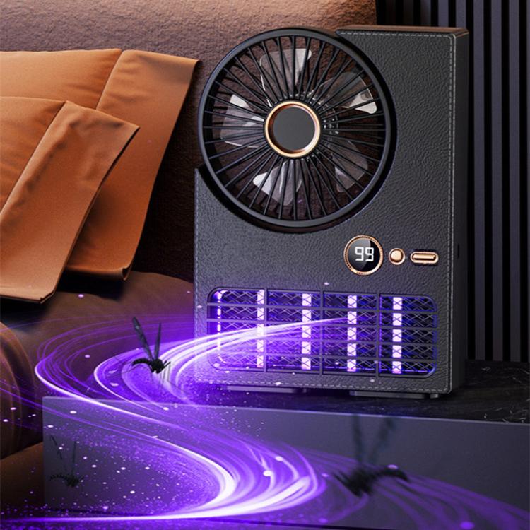 2-in-1 Haushalts-Elektrofan Moskito-Killer-Lampe LED Digital Schreibtischventilator, Farbe: Stecker Schwarz | Karnz