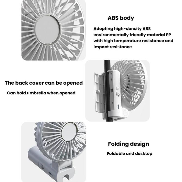Faltender hängender Regenschirm Ventilator USB tragbarer Regenschirm Klemmlüfter kompakter Schreibtischventilator (Schwarz) | Karnz