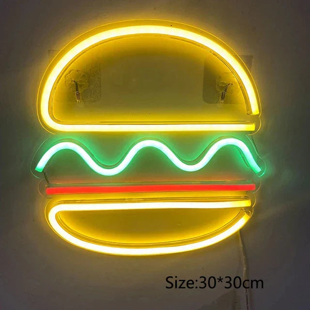 Neon Fast Food Schild – Leuchtendes Tacos Design, LED Nachtlicht für Restaurants und Küchen | Karnz