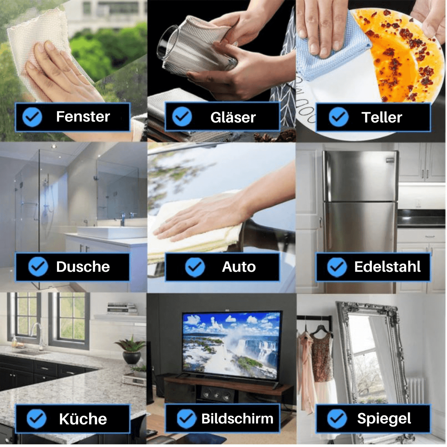 Soft Touch Wonder Cloth – Streifenfreies Reinigen von Glas, Spiegeln & Edelstahl | Karnz