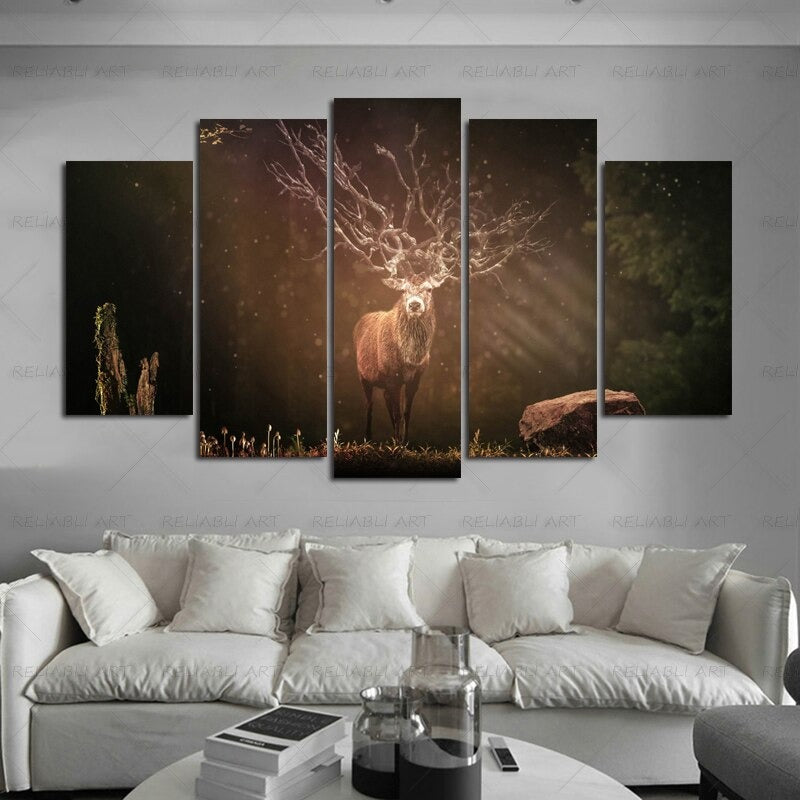 5 Panels "Bunte Tierdruck"-Wandkunst Modulare Bilder Poster