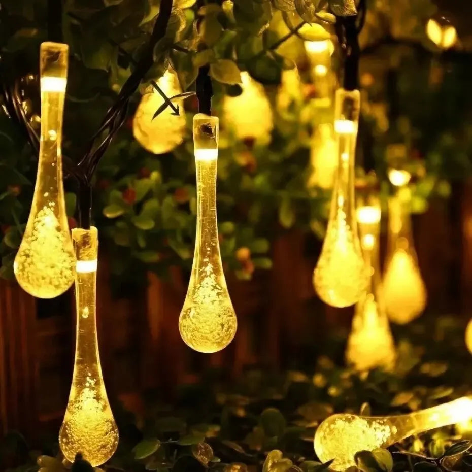 Solarbetriebene Tautropfen-Lichterkette für den Garten, wasserdichtes LED-Dekorationslicht für Außenbereiche | Karnz