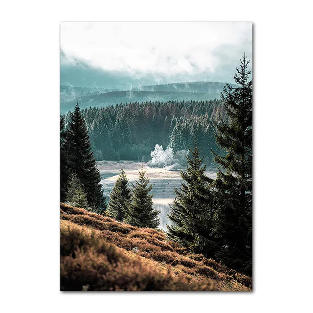 Wildnis Landschaft Bergsee Wald Wandkunst Fine Art Leinwand Drucke Bilder von Ruhe für Wohnzimmer Esszimmer Kunst Dekor