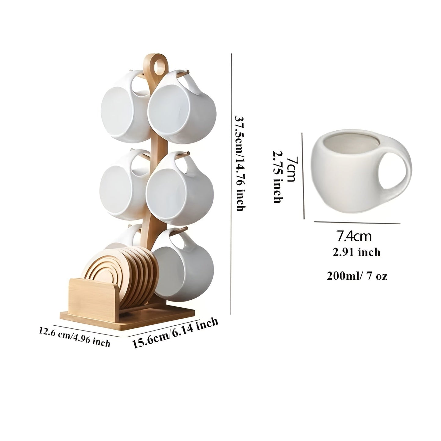 Keramische Kaffeetasse Set mit Untertasse und Ständer – Stilvoll und Dekorativ | Perfekt für Café und Zuhause | Karnz