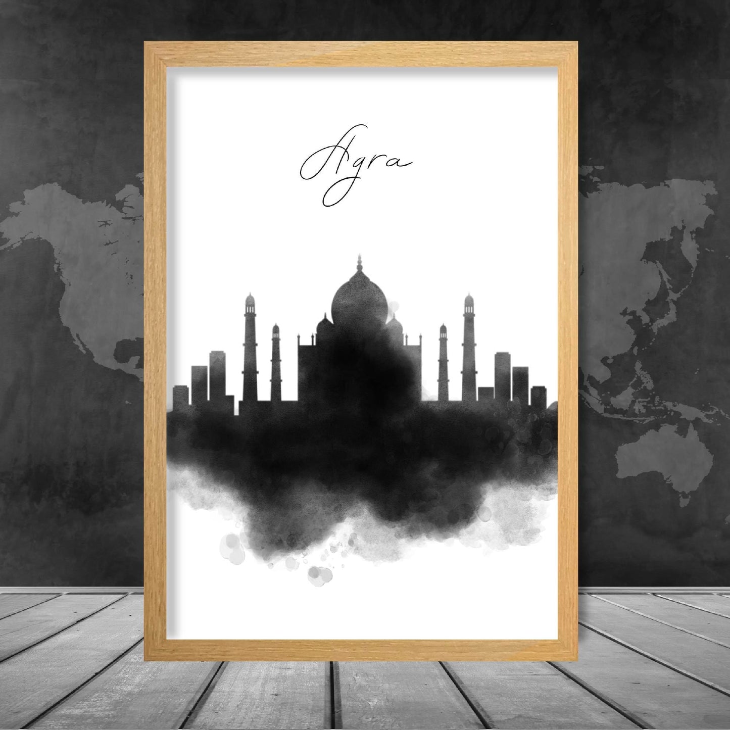 Agra Aquarell-Skyline-Stadtansicht-Druck