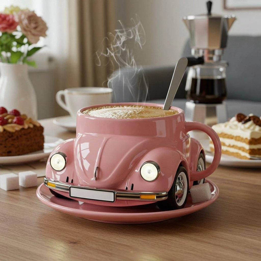 RetroAuto Keramische Kaffeetasse – Einzigartiges 3D-Design für Kaffee & Tee | Karnz