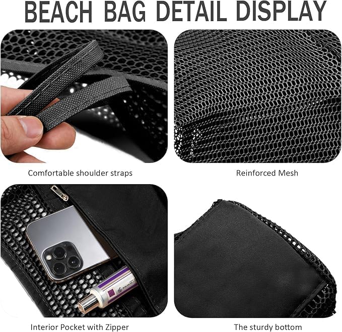 Faltbare Mesh Strandtasche mit Innentasche | Karnz