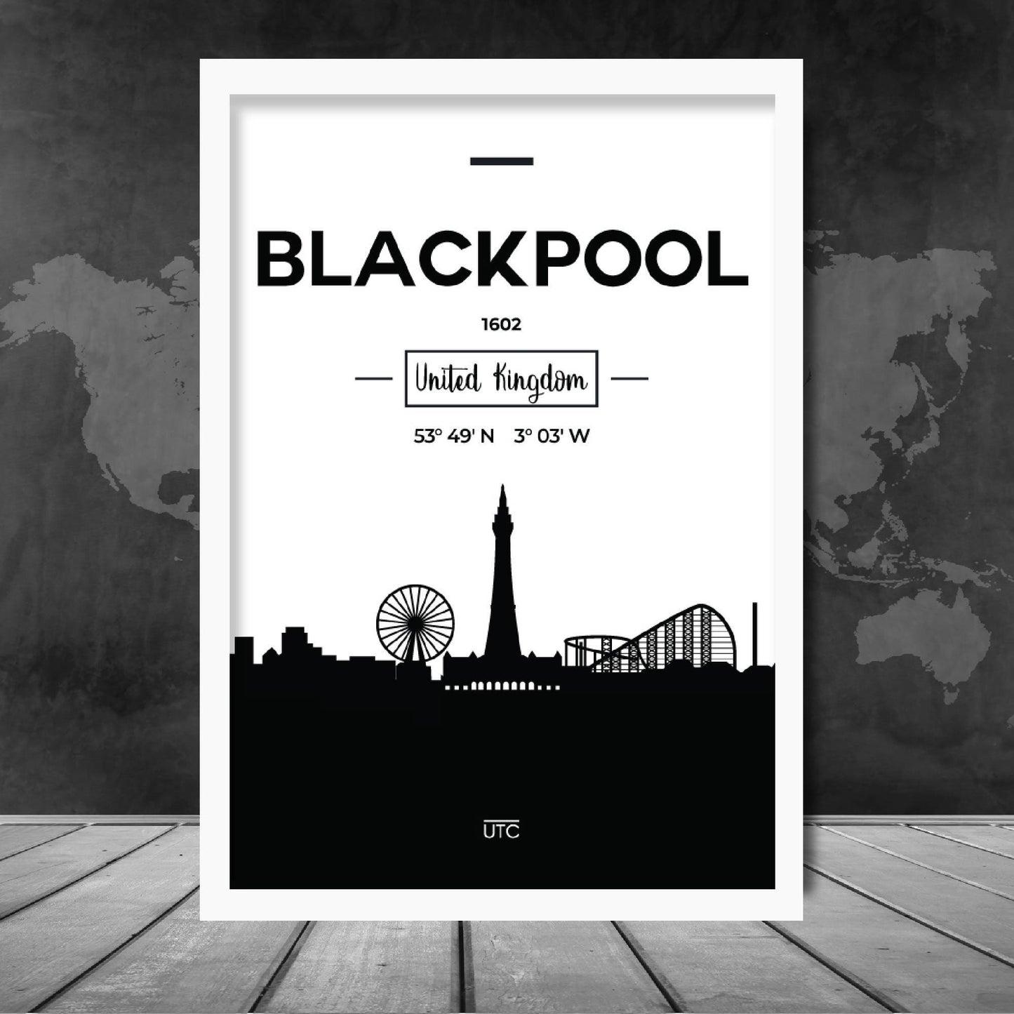 Blackpool Stadtsilhouette Stadtansicht Drucken