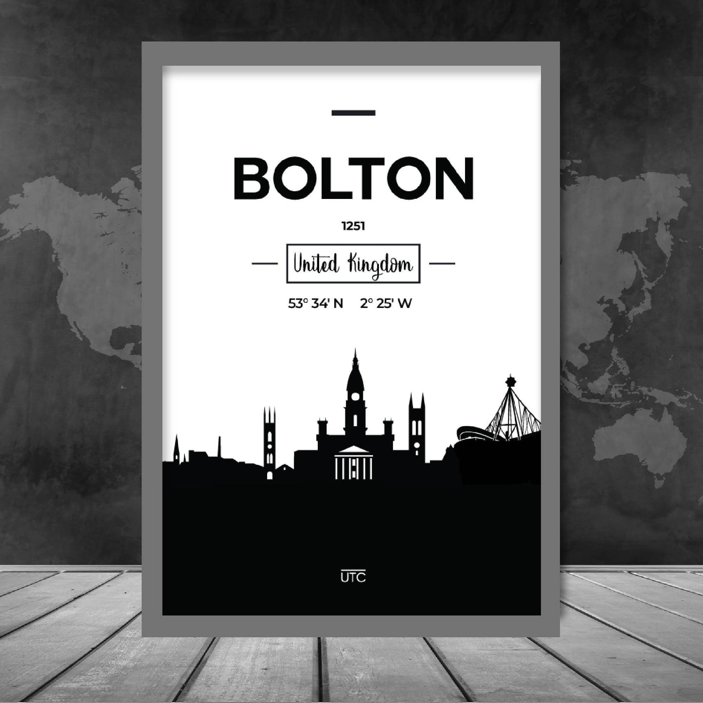 Bolton Stadtsilhouette Stadtansicht Drucken