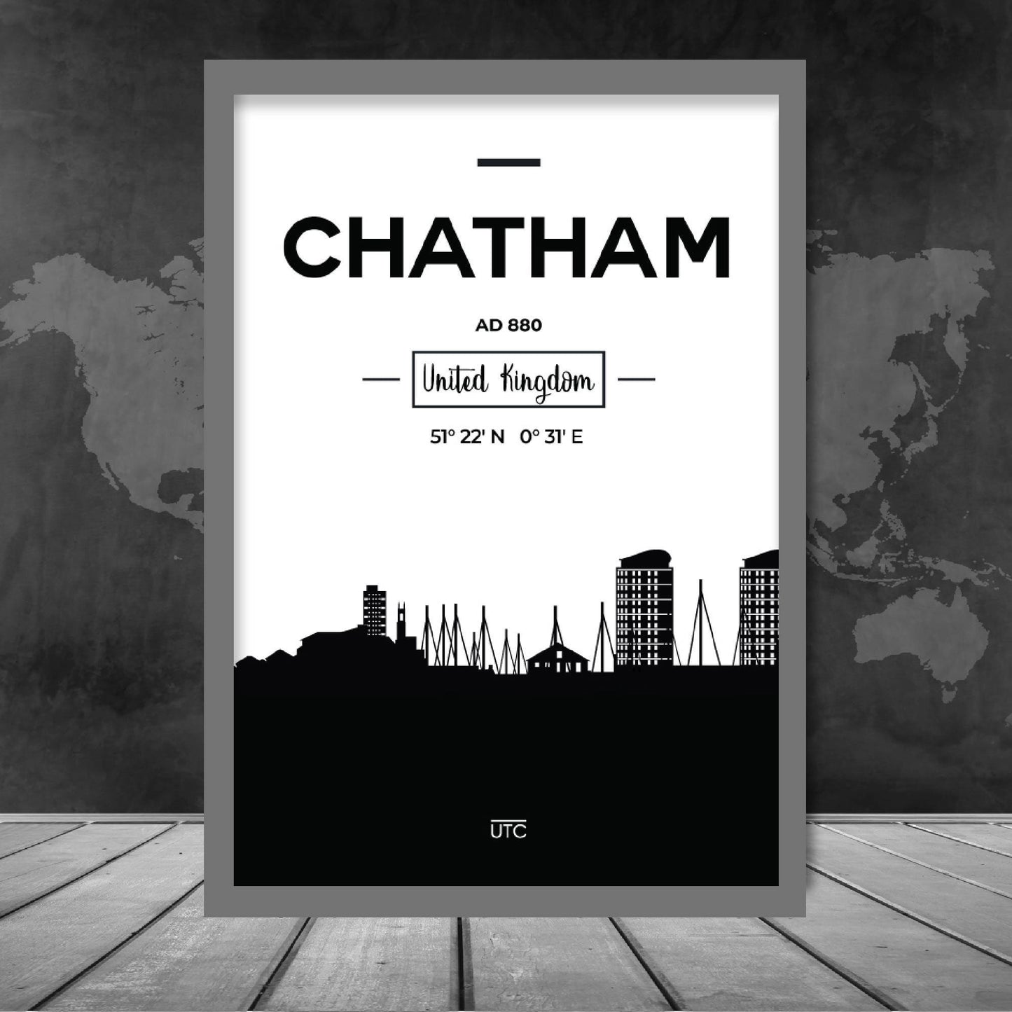 Chatham City Skyline Stadtbild-Druck