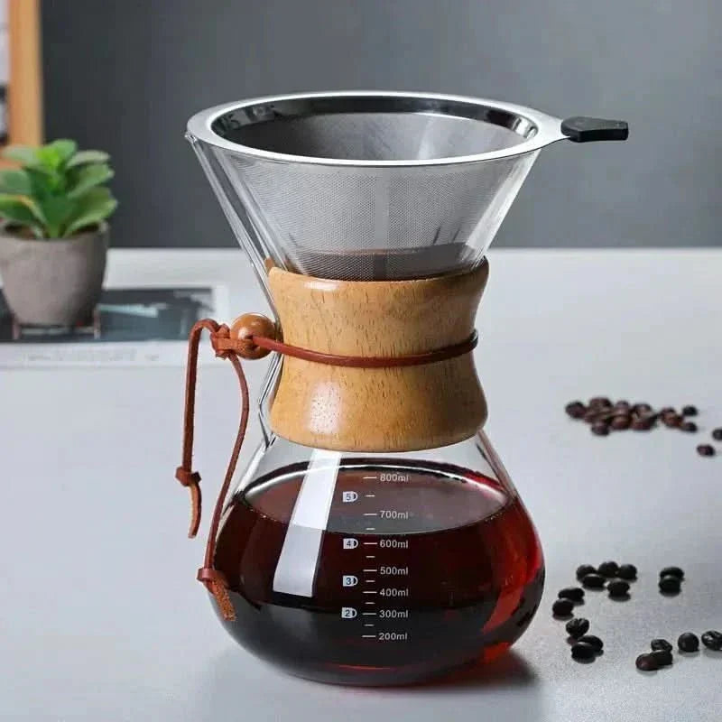 Chemex Kaffeekanne mit Hario V60 Filterhalter-Set – Präzises Brühen mit Stil