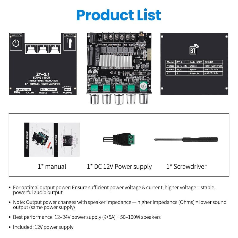 2.1 Kanal Bluetooth Verstärker Board Karnz