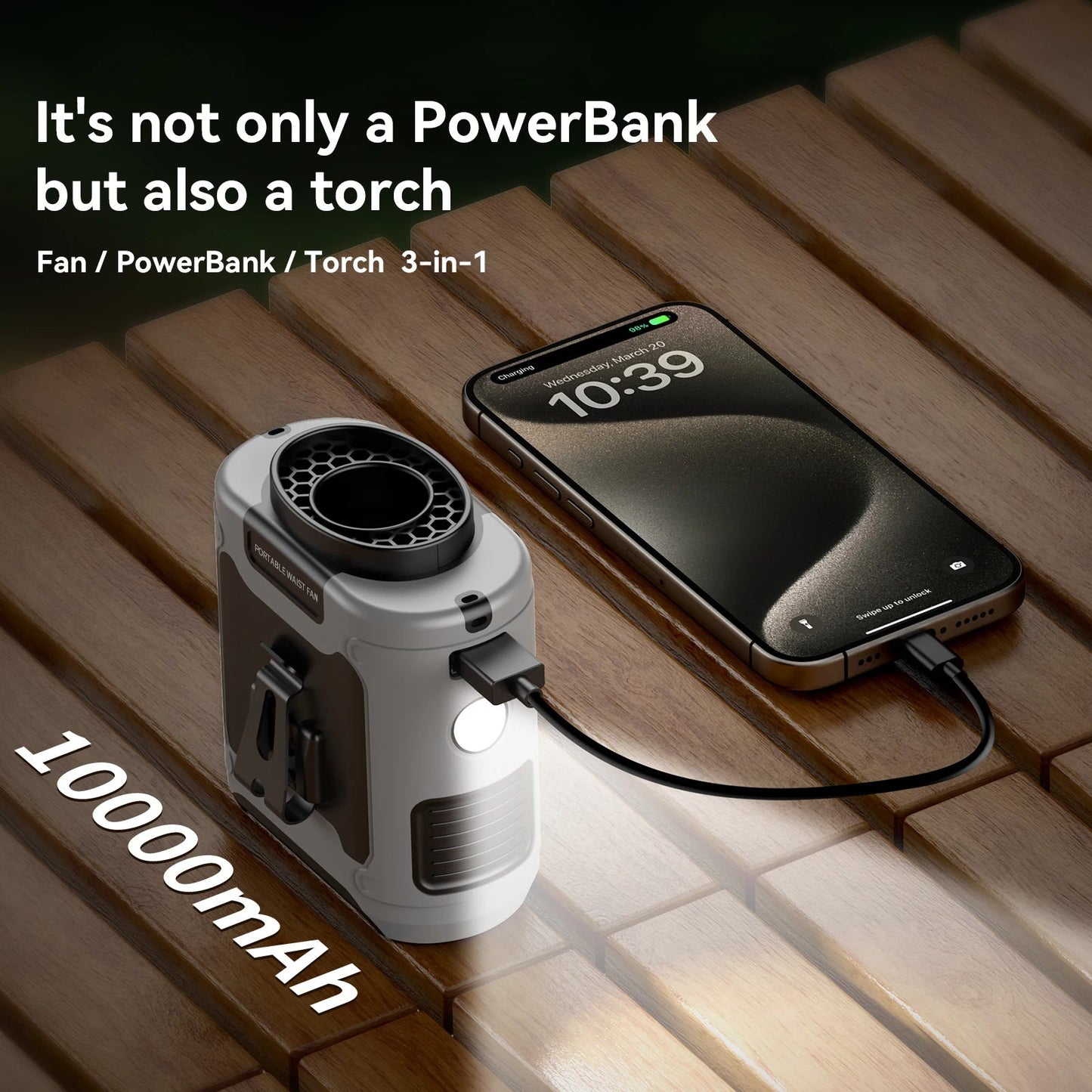 10000mAh Outdoor Tragbarer Taillenlüfter | Karnz