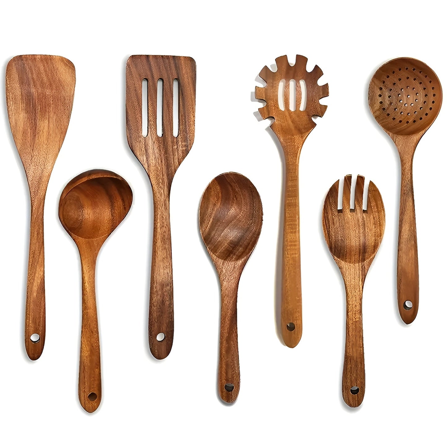7-teiliges Holz-Küchenutensilien-Set für Töpfe und tägliches Kochen | Karnz
