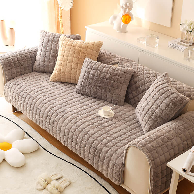 Biscuit Plush Soft Rutschfeste Couchabdeckung mit Antirutschdesign | Karnz
