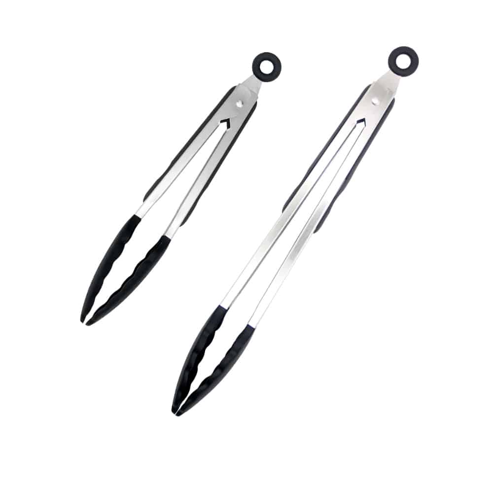 Grillzange aus Silikon und rostfreiem Stahl - 23/30 cm - Weiß / Schwarz | Karnz