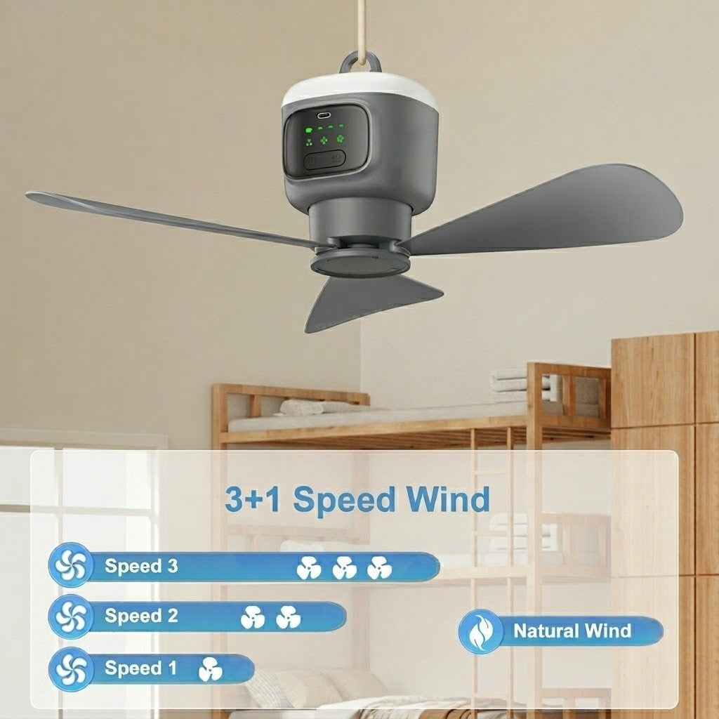 Home Cool Tragbarer Wiederaufladbarer RC Hängender Ventilatorlampe | Karnz