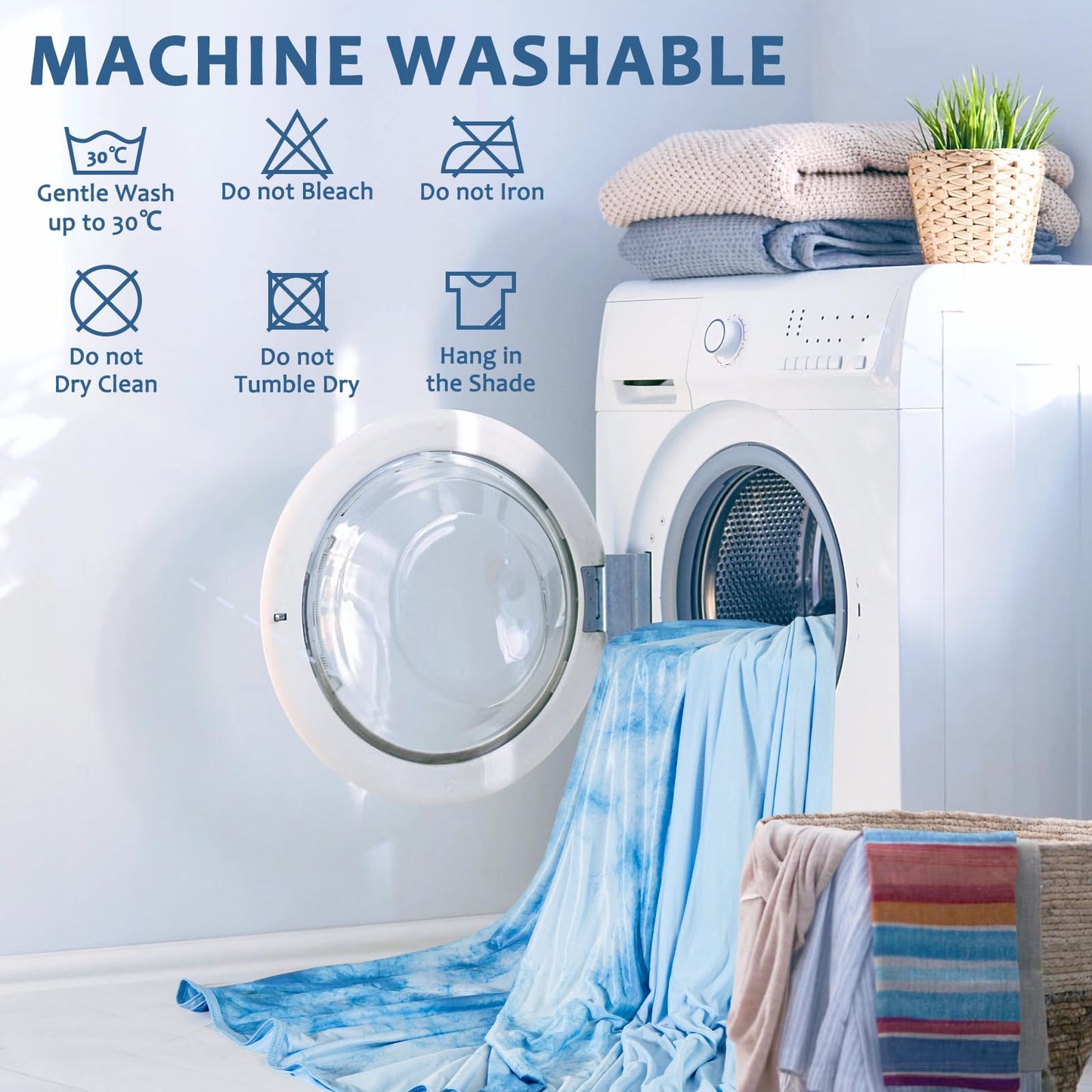 Tie Dye Kühldecke – Q-Max 0,5+ Doppel-Layer Doppelseitige Kühle Touch Decke für angenehme Sommernächte – Blau | Karnz