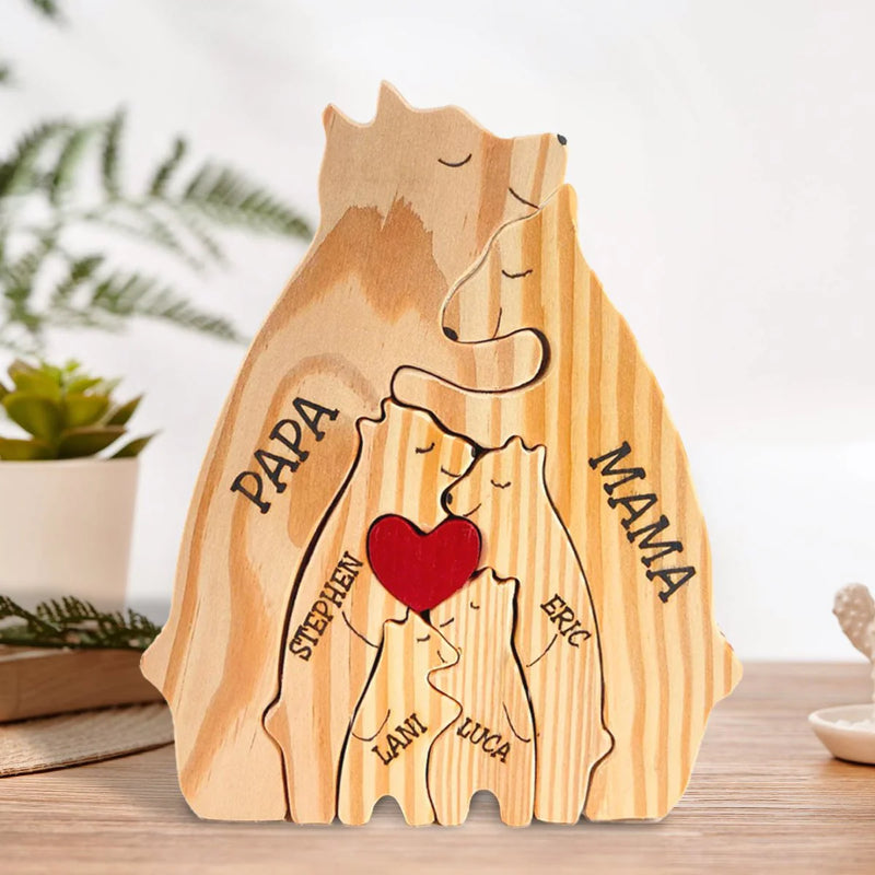 Personalisiertes Holz-Bärenfamilien-Puzzle