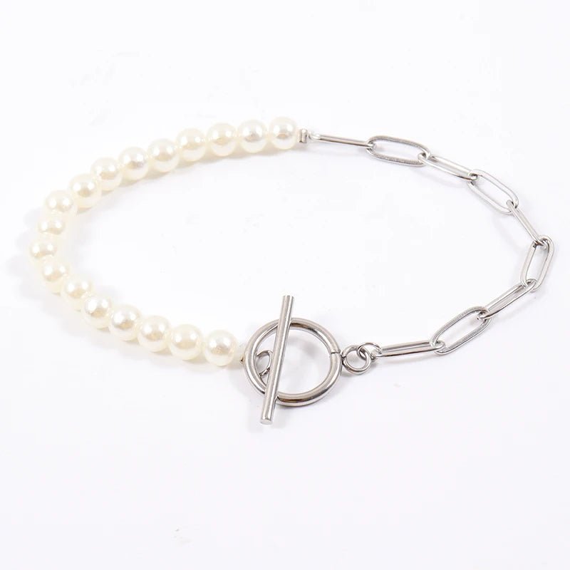 Karnz | Büroklammer Halskette Perle gemischtes Armband und Halskette