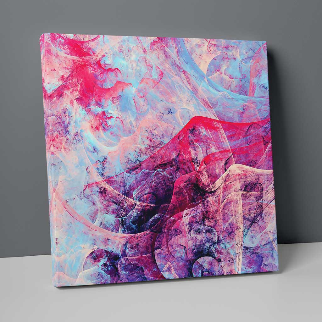 Abstraktes Fraktal Rosa Blau Lila Nr. 2 Druck auf Leinwand