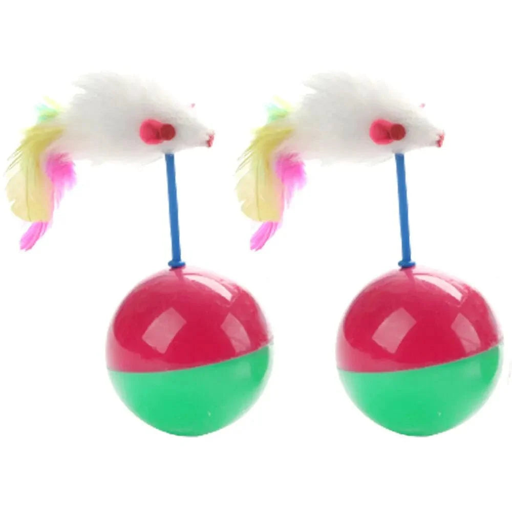 Haustier Katzenspielzeug Haltbar Bunte Feder Mimi Lieblingsfell Maus Tumbler Kätzchen Katzenspielzeug Spielbälle für Fangkatzen Zubehör 2PCS | Karnz