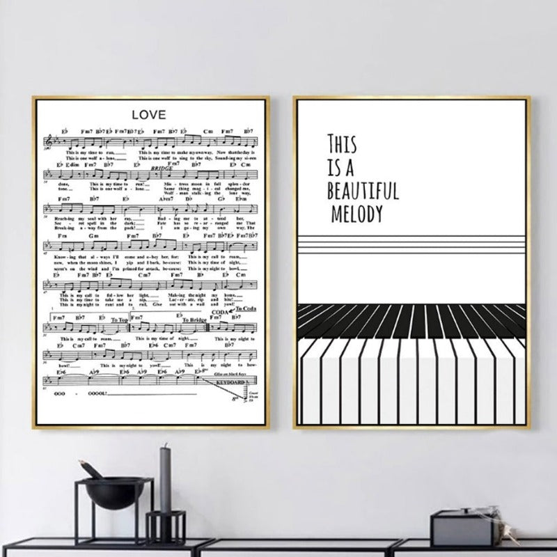 Nordisch-minimalistisches Wandbild in Schwarz-Weiß auf Leinwand
