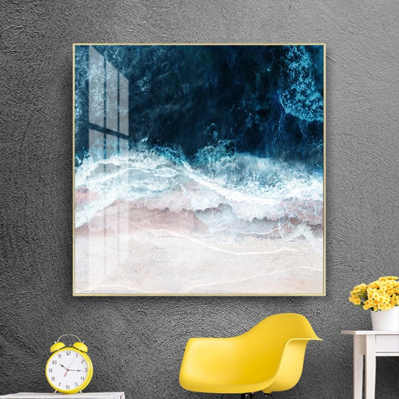 Blaue Meerwellen-Szene Inspirierend - Leinwand Wandkunst Malerei