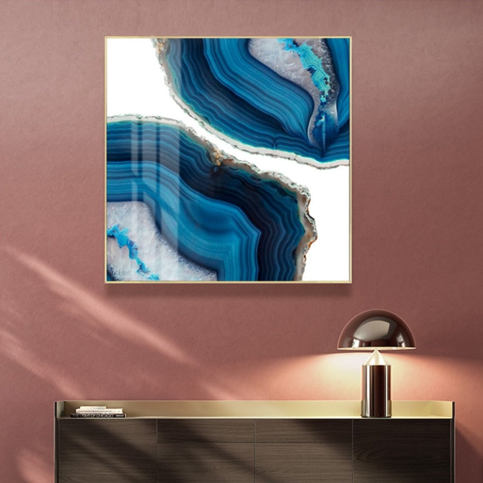 Blaue Marmor-Trend - Leinwand Wandkunstgemälde