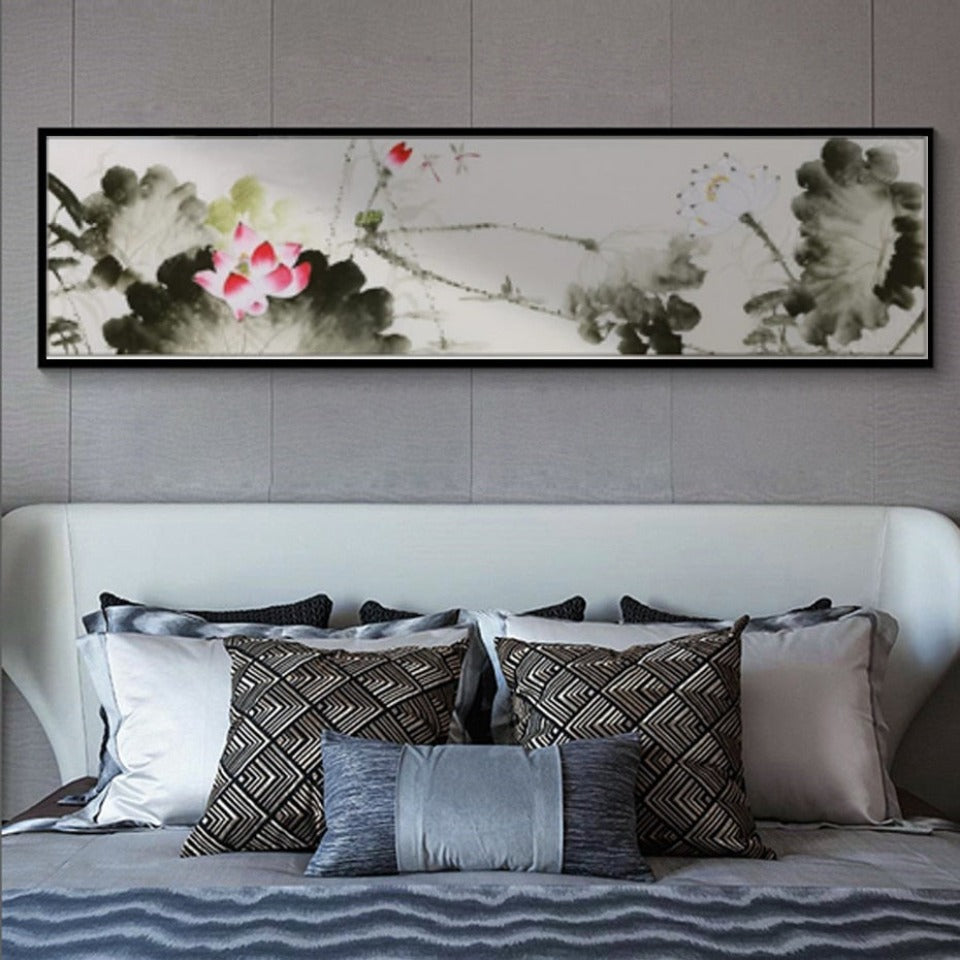 Aquarell-Lotusblume, chinesisches Leinwandgemälde