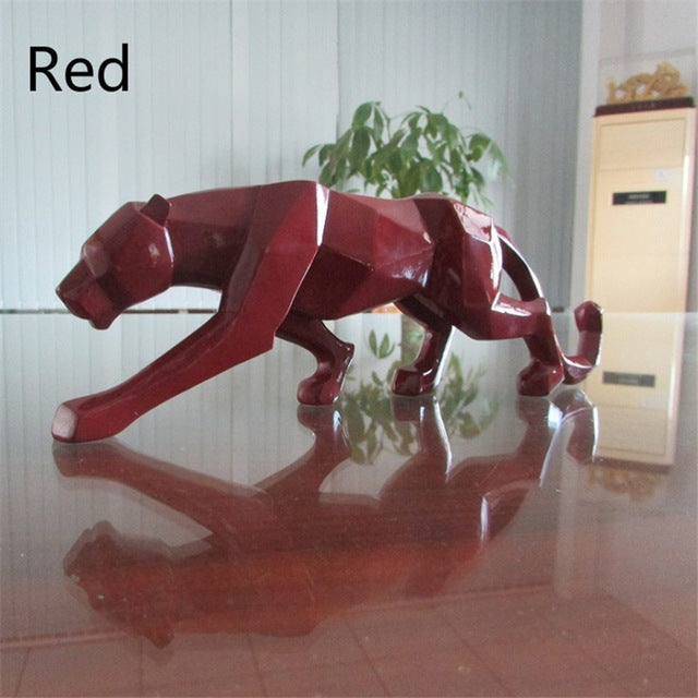 Moderne Harz Geometrische Schwarze Panther Skulptur | Karnz