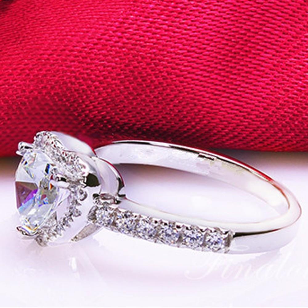 Versilberter Kristall Liebe Herzförmiger Ring | Karnz