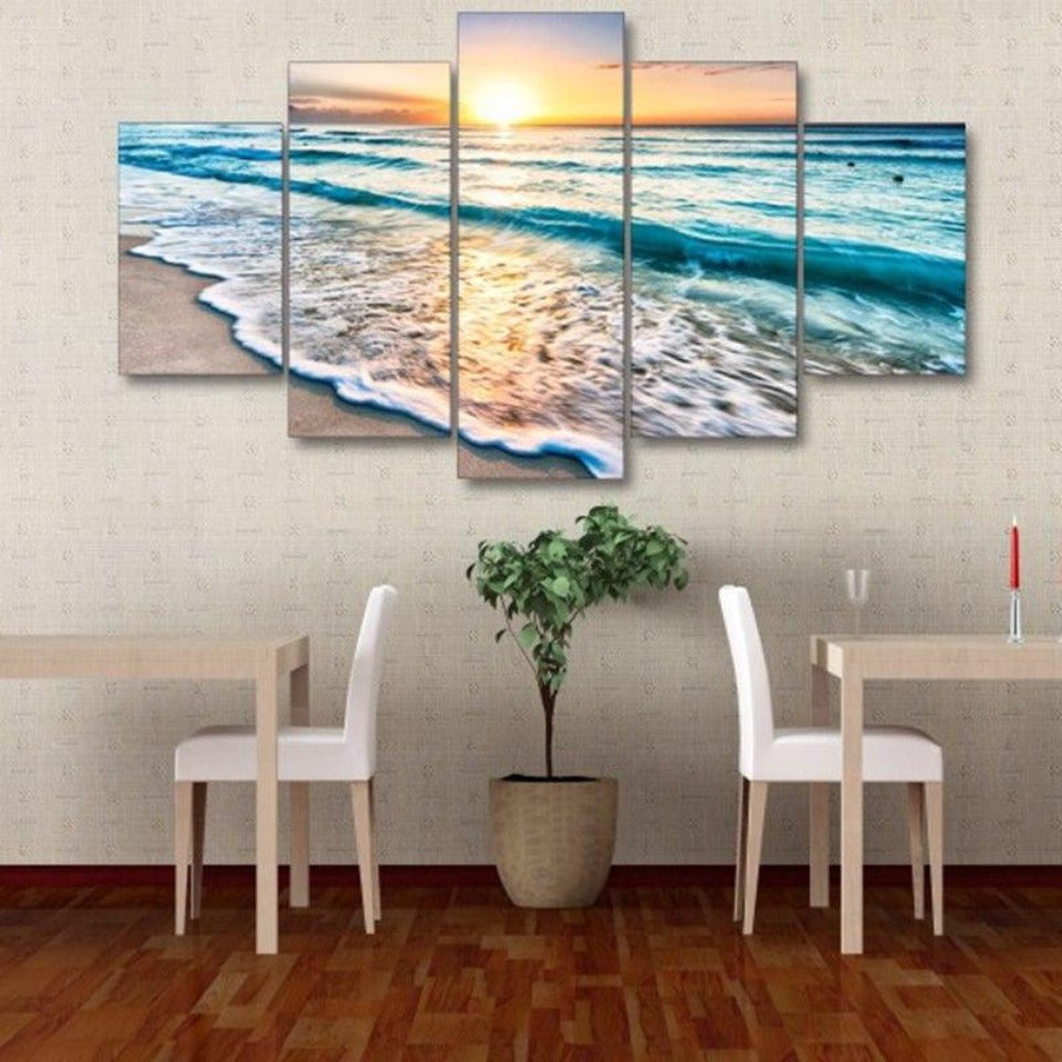 Sonnenuntergang am Strand – Leinwandbild