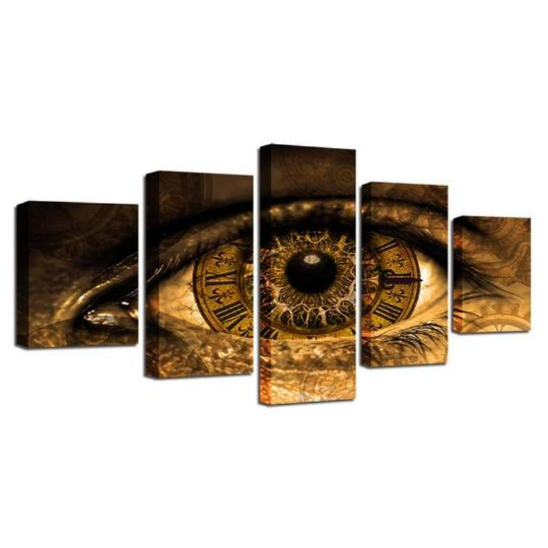Clock In The Eyes - Leinwand Wandkunst Malerei