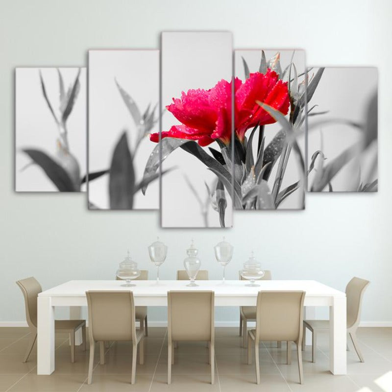 Ein rotes und schwarzes Blumen - Leinwand Wanddeko Gemälde