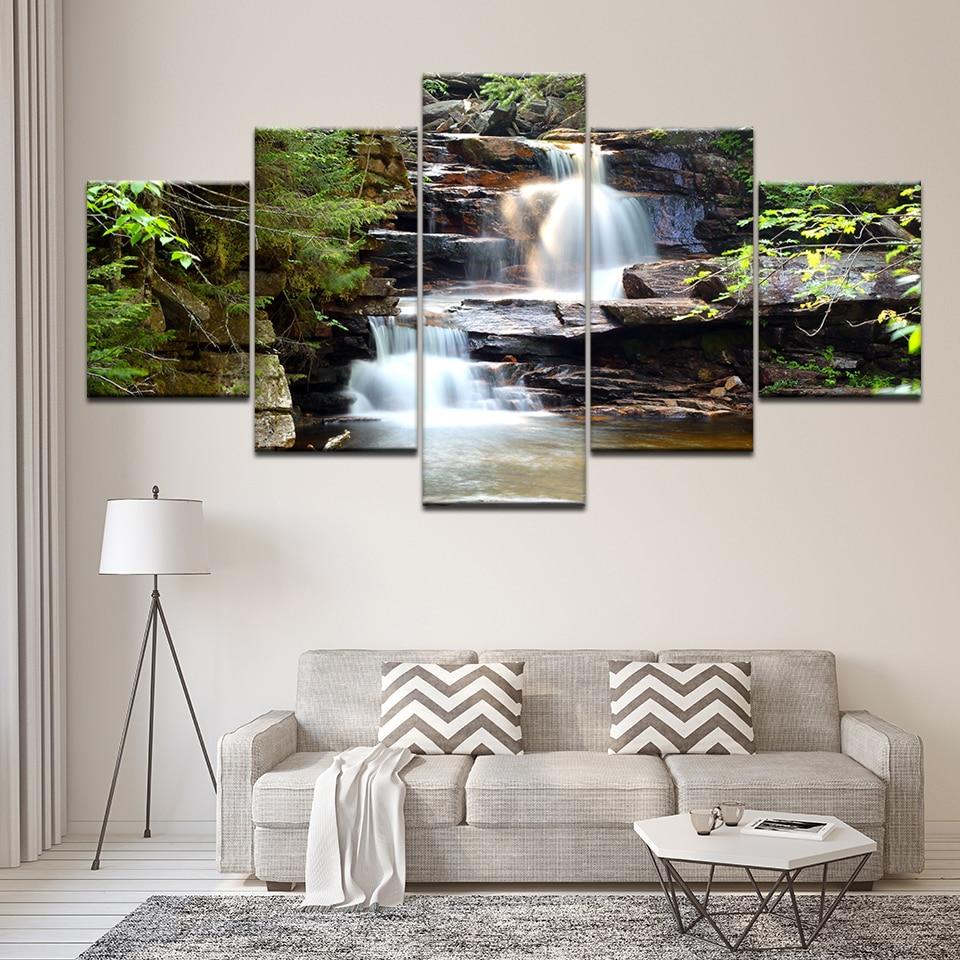 Schönes Wasserfall - Leinwand Wandkunst Gemälde