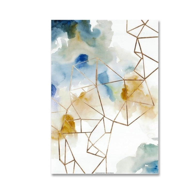 Abstraktes Aquarell Geometrisches Muster - Leinwand Wandkunst Gemälde