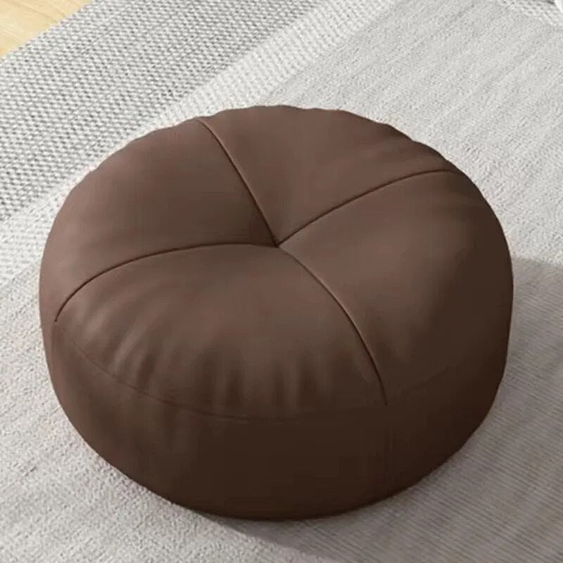 Zen-Kissen – Rundes japanisches Sitzkissen aus Nappaleder im Tatami-Stil