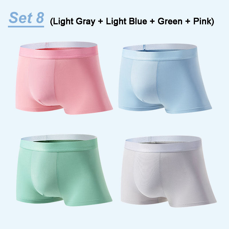 4 Stück Herren Eis-Satin Antibakterielle Atmungsaktive Boxershorts