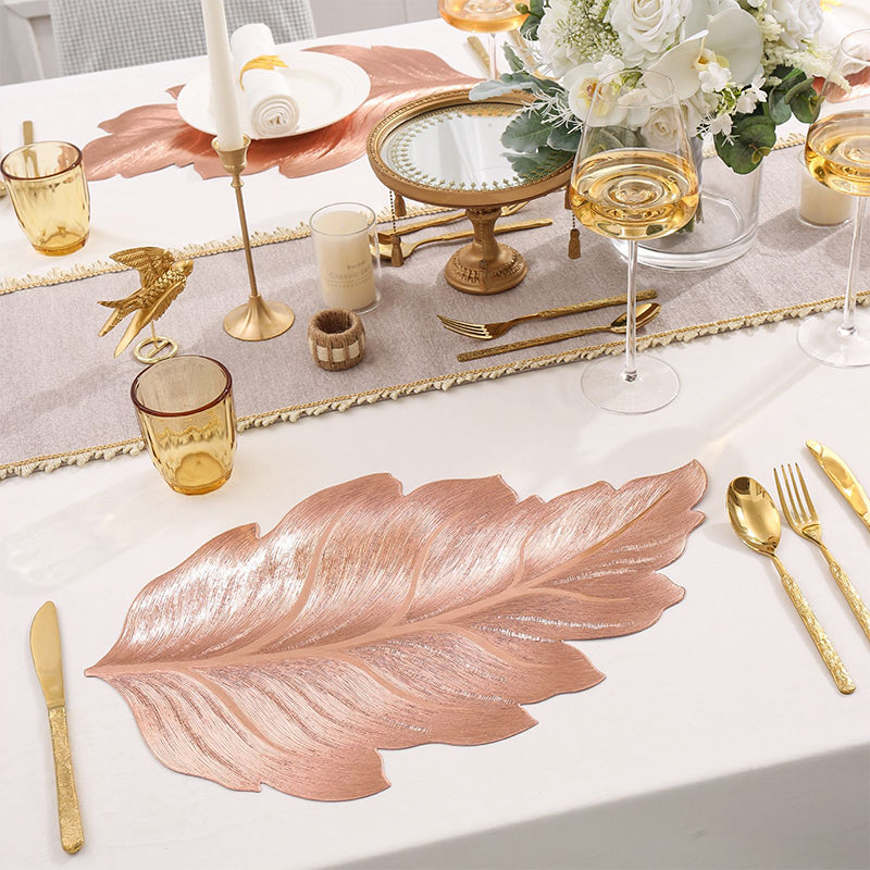 Gold Leaf Luxus Platzdeckchen – 3D Elegante Tischmatte aus PVC | Karnz