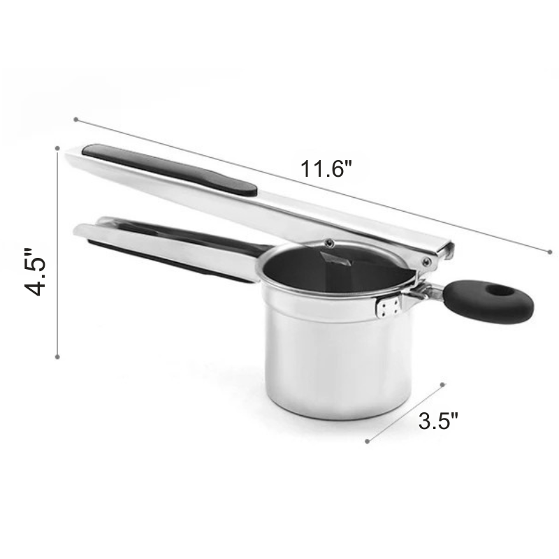 Edelstahl Kartoffelpresse mit 3 Feinheits-Scheiben | Karnz